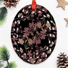 Dark Floral Ornate Print Oval Filigree Ornament (two Sides) by dflcprintsclothing