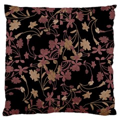 Dark Floral Ornate Print Large Cushion Case (two Sides)