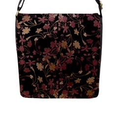 Dark Floral Ornate Print Flap Closure Messenger Bag (l) by dflcprintsclothing