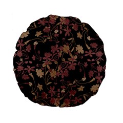 Dark Floral Ornate Print Standard 15  Premium Flano Round Cushions