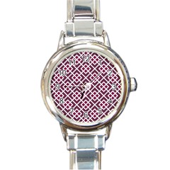 Two Tone Lattice Pattern Purple Round Italian Charm Watch by kellehco