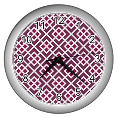 Two Tone Lattice Pattern Purple Wall Clock (silver) by kellehco