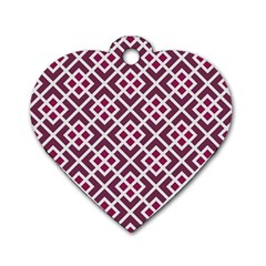 Two Tone Lattice Pattern Purple Dog Tag Heart (one Side) by kellehco