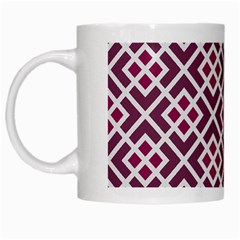 Two Tone Lattice Pattern Purple White Mugs by kellehco