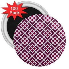 Two Tone Lattice Pattern Purple 3  Magnets (100 Pack) by kellehco