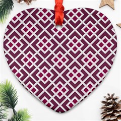 Two Tone Lattice Pattern Purple Heart Ornament (two Sides) by kellehco