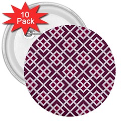 Two Tone Lattice Pattern Purple 3  Buttons (10 Pack)  by kellehco