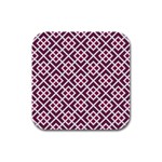 Two Tone Lattice Pattern Purple Rubber Square Coaster (4 pack)  Front