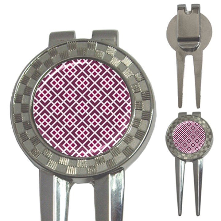 Two Tone Lattice Pattern Purple 3-in-1 Golf Divots