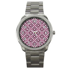 Two Tone Lattice Pattern Purple Sport Metal Watch by kellehco