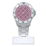 Two Tone Lattice Pattern Purple Plastic Nurses Watch Front