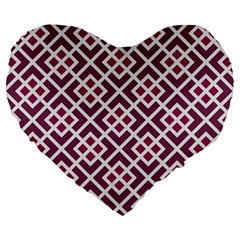 Two Tone Lattice Pattern Purple Large 19  Premium Flano Heart Shape Cushions by kellehco