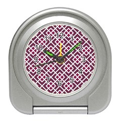 Two Tone Lattice Pattern Purple Travel Alarm Clock by kellehco