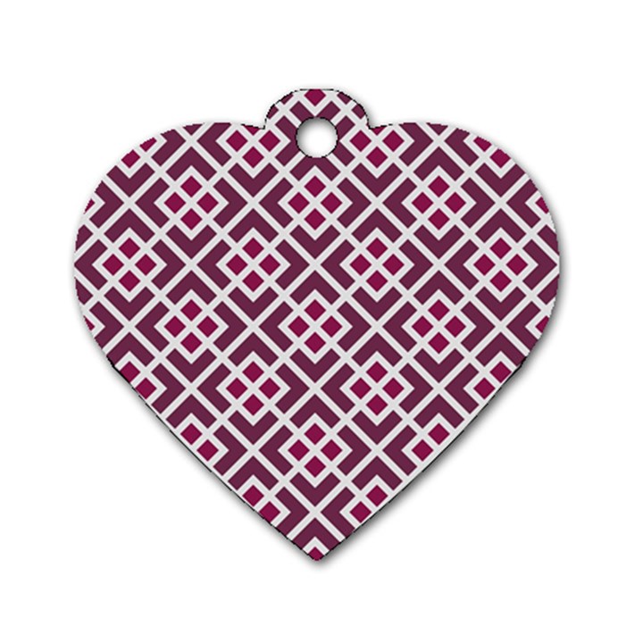 Two Tone Lattice Pattern Purple Dog Tag Heart (Two Sides)