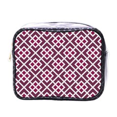 Two Tone Lattice Pattern Purple Mini Toiletries Bag (one Side) by kellehco