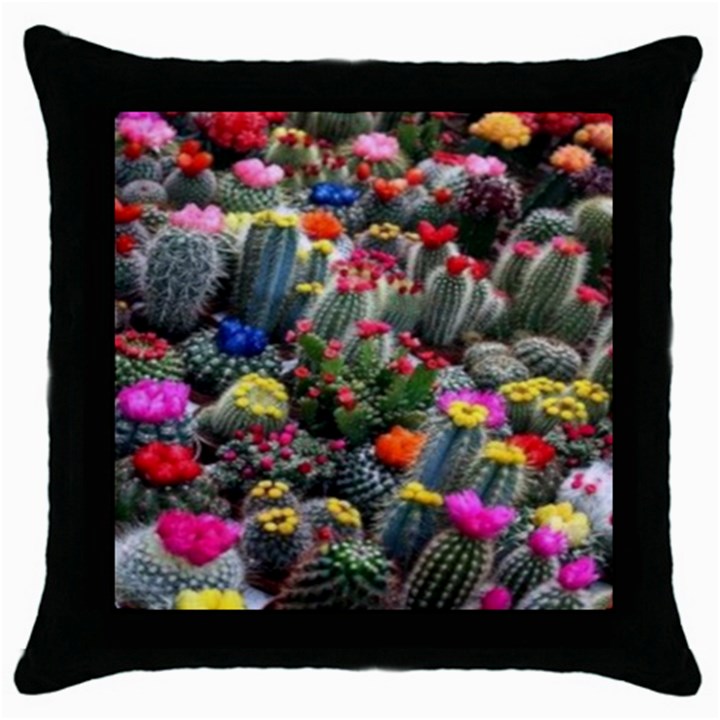 Cactus Throw Pillow Case (Black)