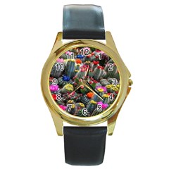 Cactus Round Gold Metal Watch