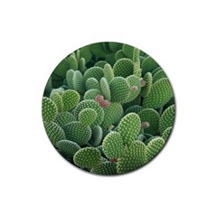 Green Cactus Rubber Coaster (round)  by Sparkle