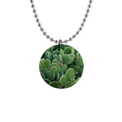 Green Cactus 1  Button Necklace by Sparkle