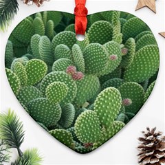 Green Cactus Heart Ornament (two Sides) by Sparkle