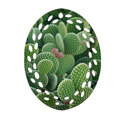 Green Cactus Oval Filigree Ornament (two Sides) by Sparkle