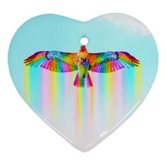 Rainbow Bird Ornament (heart)