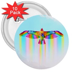 Rainbow Bird 3  Buttons (10 Pack)  by Sparkle