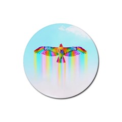 Rainbow Bird Rubber Coaster (round)  by Sparkle