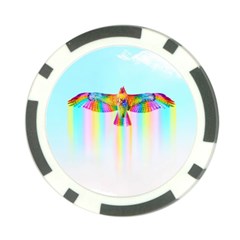 Rainbow Bird Poker Chip Card Guard by Sparkle