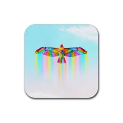 Rainbow Bird Rubber Coaster (square)  by Sparkle