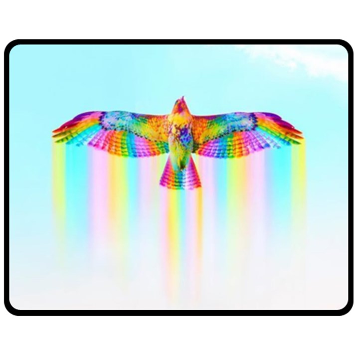 Rainbow Bird Fleece Blanket (Medium) 