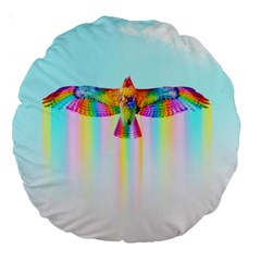 Rainbow Bird Large 18  Premium Round Cushions by Sparkle