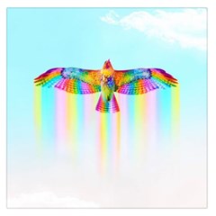 Rainbow Bird Large Satin Scarf (square) by Sparkle