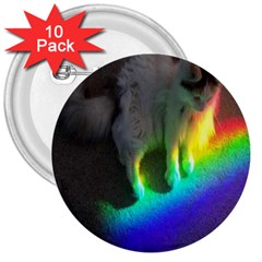 Rainbowcat 3  Buttons (10 Pack)  by Sparkle