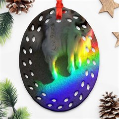 Rainbowcat Ornament (oval Filigree) by Sparkle