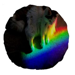 Rainbowcat Large 18  Premium Round Cushions by Sparkle