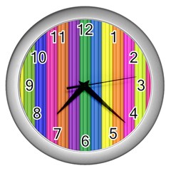 Colorful Spongestrips Wall Clock (silver) by Sparkle