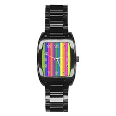 Colorful Spongestrips Stainless Steel Barrel Watch by Sparkle