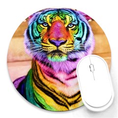 Rainbowtiger Round Mousepads by Sparkle