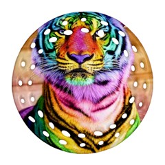 Rainbowtiger Round Filigree Ornament (two Sides) by Sparkle