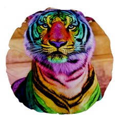 Rainbowtiger Large 18  Premium Flano Round Cushions by Sparkle