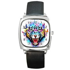 Butterflytiger Square Metal Watch by Sparkle