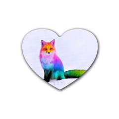 Rainbowfox Heart Coaster (4 Pack)  by Sparkle