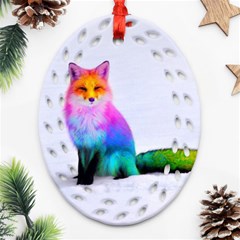 Rainbowfox Oval Filigree Ornament (two Sides) by Sparkle