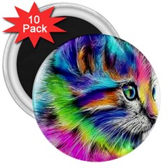 Rainbowcat 3  Magnets (10 Pack)  by Sparkle