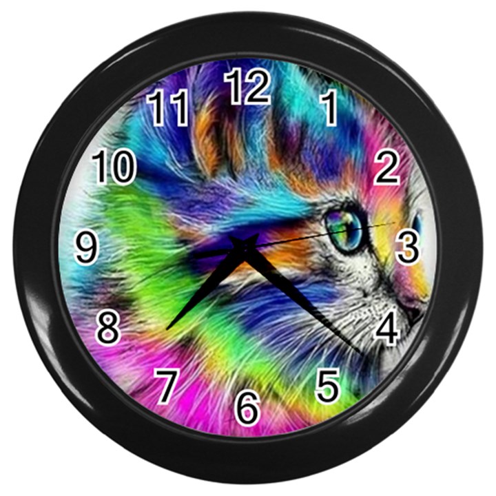 Rainbowcat Wall Clock (Black)