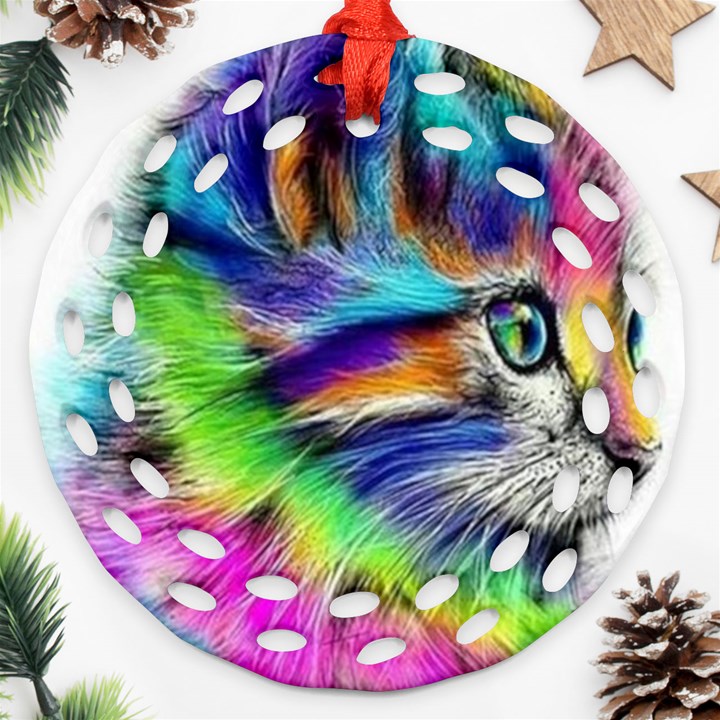 Rainbowcat Ornament (Round Filigree)