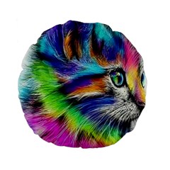 Rainbowcat Standard 15  Premium Round Cushions by Sparkle