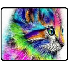 Rainbowcat Double Sided Fleece Blanket (medium)  by Sparkle