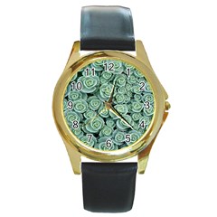 Realflowers Round Gold Metal Watch by Sparkle